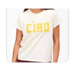 NWT Clare V. Classic Tee - Block Print Yellow Ciao - XL